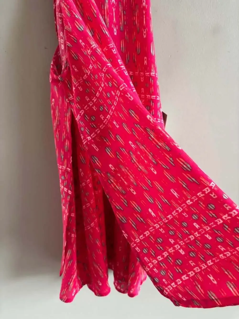 Decree Hot Pink Ikat Halter Neck Mini Dress Size XS Boho Geometric